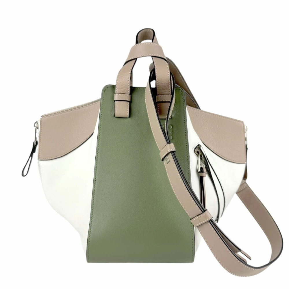 Loewe 2way Shoulder Bag Hammock Leather Khaki Brown Green White Gray Silver